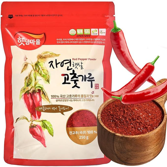 Korean Food Haetnim Maeul 100% Korean Red Chili Powder, Gochugaru Great for Kimchi 8.8oz(250g) Vegan, NO MSG, 고추가루, 한국산