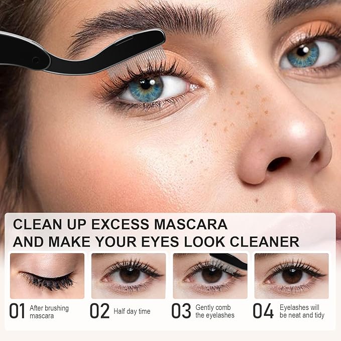 docolor Foldable Eyelash Comb 2 PCS Separator Folding Lash Comb Eyebrow Mascara Applicator Eyelash Definer Arc Designed Cosmetic Brushes Tool