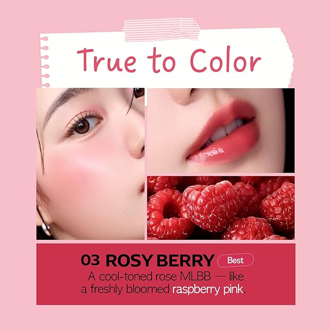 FRUDIA Glow Juicy Jam Lip & Cheek Stain (Rosy Berry) – Korean Lip Tint & Blush in One | Long-Lasting, Moisturizing, Non-Sticky Glossy Color for Lips, Cheeks & Eyes | Rosy Raspberry Pink (4.5g)