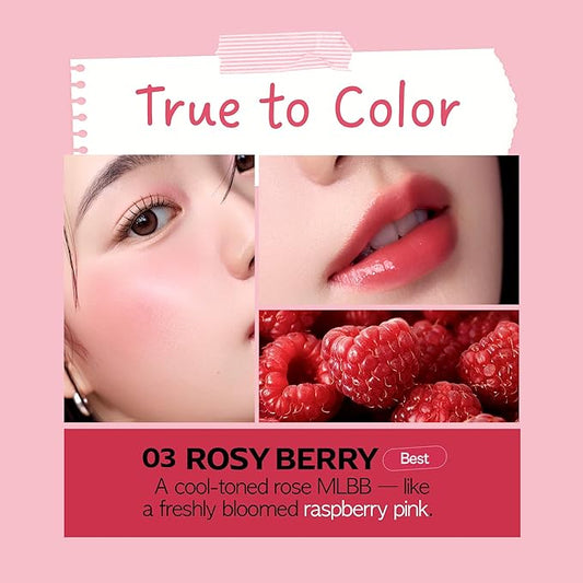 FRUDIA Glow Juicy Jam Lip & Cheek Stain (Rosy Berry) – Korean Lip Tint & Blush in One | Long-Lasting, Moisturizing, Non-Sticky Glossy Color for Lips, Cheeks & Eyes | Rosy Raspberry Pink (4.5g)