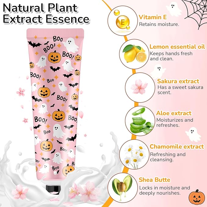 48 Sets Pink Halloween Ghost Boo Hand Cream Gifts Bulk a Little Boo Is Almost Due Baby Shower Travel Size Lotion Bulk Pink Halloween Birthday Party Supplies for Guest