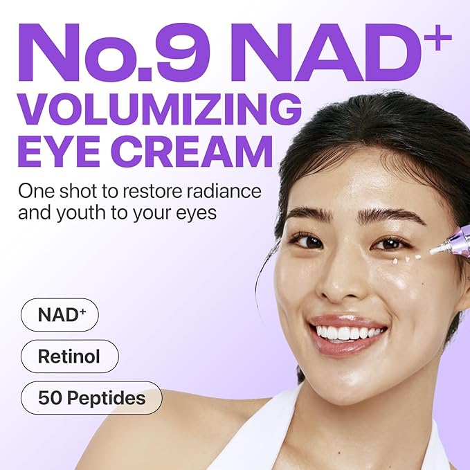 numbuzin No.9 Eye Cream | NAD+ Retinol Volumetox Eye Cream | Firming, Wrinkles, Fine Lines, Dark Circles, Depuff | Retinol, Peptides, Niacinamide | Restores Radiance for Undereyes | 0.33 fl. oz.