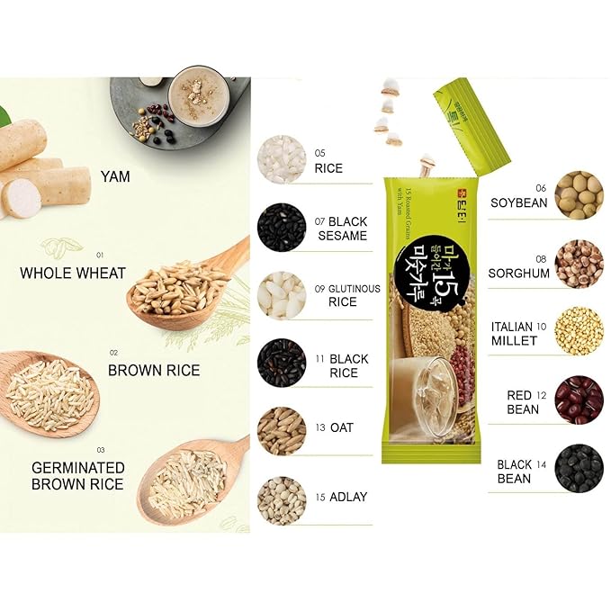 DAMTUH 15 Grains Mixed Powder and Super 12 Grains Mixed Powder Misugaru Meal Replacement Shake Bundle Pack 40 Counts (Pack of 2)