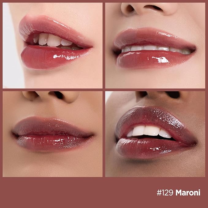 Laka Fruity Glam Lip Tint Mini, Glowing Lip Stain with Wide Color Spectrum, Hydrating & Lightweight Texture, Long-Lasting Bold Stain, Non-Sticky, Vegan, K-Beauty (#129 Maroni)