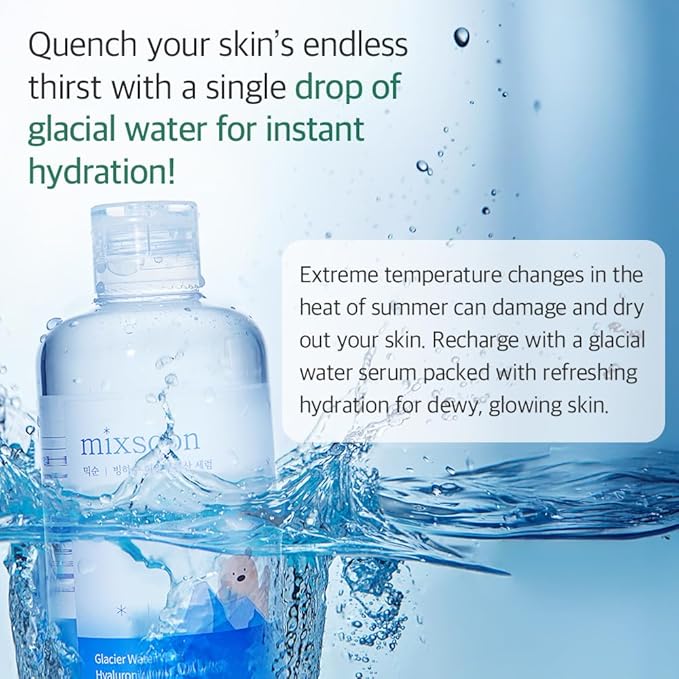 mixsoon Essential Glass Skin Duo Set moisturizer korean skin care(Bean Essence + Glacier Water Hyaluronic Acid Serum)