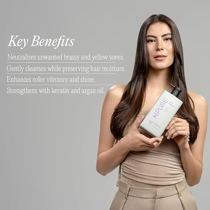 Rev320 Purple Rain Keratin Shampoo by K-Pure, Sulfate & Paraben Free, Anti-Brass Purple Shampoo for Blonde, Silver, and Gray Hair, Deep Hydration & Frizz Control for Color Treated and Damaged Hair