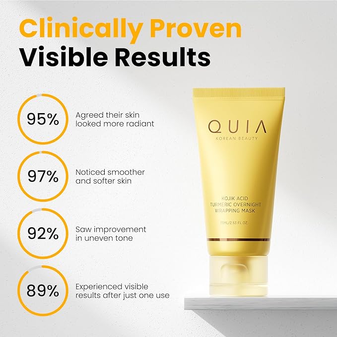 QUIA Collagen + Turmeric Overnight Wrapping Mask Duo – Firming and Hydrating Peel-Off Set for Elasticity, and Glow – Korean Skincare 2 x 75ml