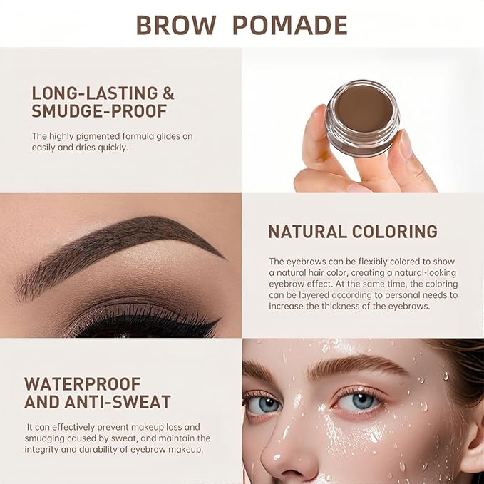 MAEPEOR Eyebrow Pomade 6 Colors Matte Smooth Full-pigmented Brow Pomade Long Lasting Waterproof Natural Brow Gel for All Skin Types and Tones (Matte, 05 Blonde)