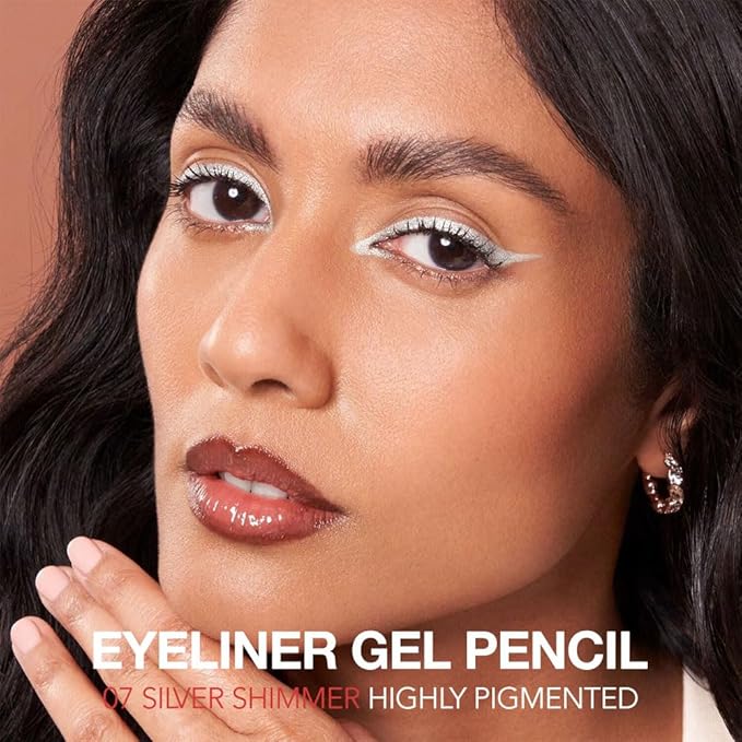 Silver Shimmer Gel Eyeliner Pencil, Multi-Use Waterline Eyeliner with Sharpener, Sharpenable Eye Liner Waterproof Smudge Proof, High Pigmented Eye Makeup Liners, Vegan & Cruelty-Free 07