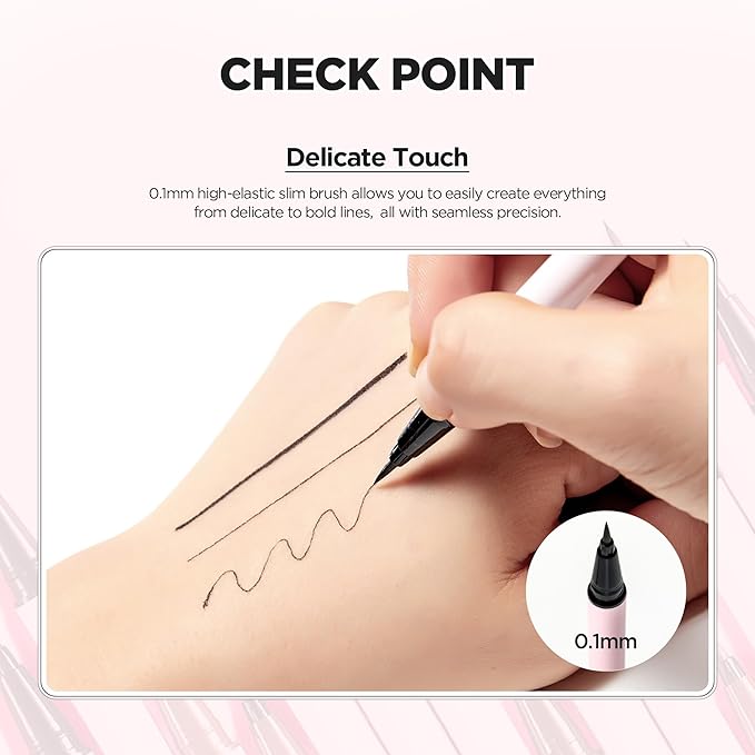 lilybyred AM9 to PM9 Survival Penliner | Korean Waterproof Liquid Eyeliner, 0.1mm Ultra-Fine Brush, Highly Pigmented, Quick-Dry, Smudge-Proof, Long-Lasting, Precision Line, 0.021 oz. (01 Matt Black)