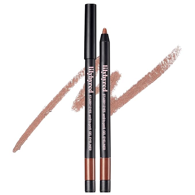 lilybyred Starry Eyes Am9 to Pm9 Gel Eyeliner | Korean Gel Eyeliner, Intense Color Payoff, Creamy Formula, Easy Blending, Built-in Sharpener, Smudge-Proof, Long-Lasting, 0.017 oz. (02 Glam Mocha)