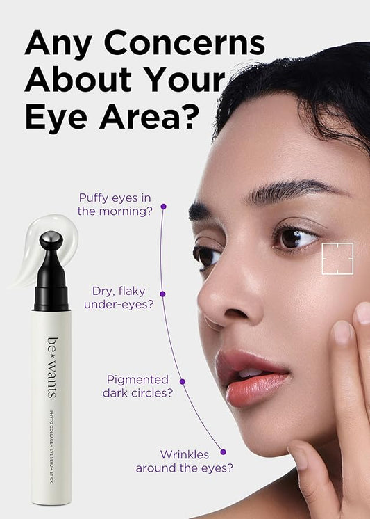 Bewants Instant Eye Bag Remover for Puffiness, serum roller for dark circles and puffiness, under eye treatment with bamboo water, Vegan Collagen (1 Pack)