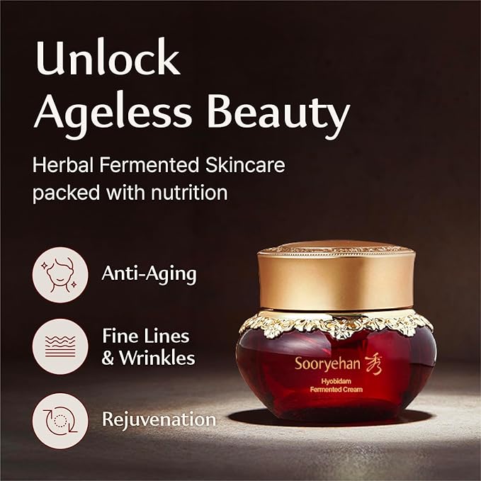 Sooryehan Hyobidam Fermented Cream (1.7fl oz) - Korean Facial Care. Face Moisturizer for Women. Wrinkle Cream for Women, Night Cream for Face with Wild Ginseng & Snow Fungus.