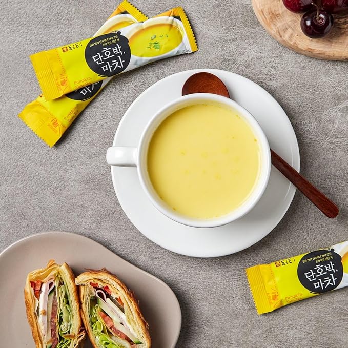 Damtuh Sweet Pumpkin with Yam Tea Powder – Korean Meal Replacement, Instant Breakfast Shake with Misugaru, 17g x 15 Sticks