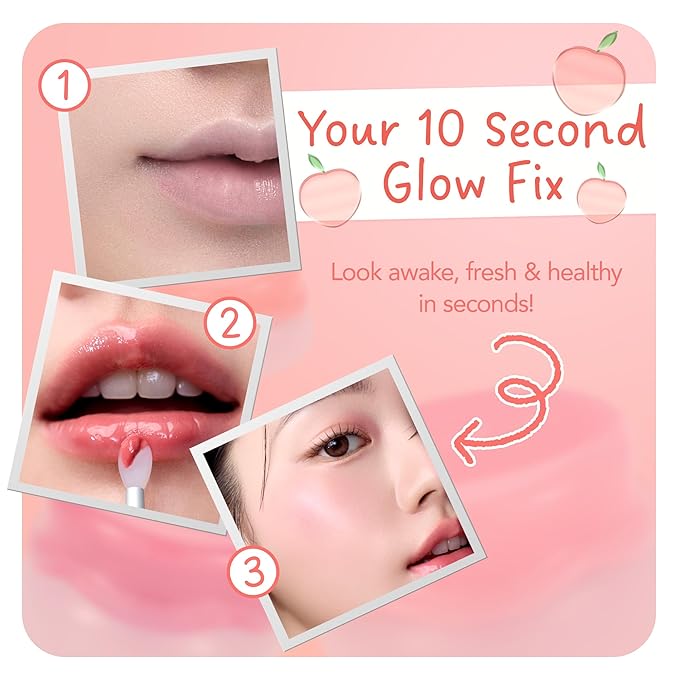 FRUDIA Glow Juicy Jam Lip & Cheek Stain (Mellow Peach) – Korean Lip Tint & Blush in One | Long-Lasting, Moisturizing, Non-Sticky Glossy Color for Lips, Cheeks & Eyes | Soft Peach Beige (4.5g)