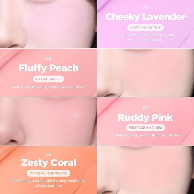 lilybyred Luv Beam Cheek Balm | Heart-Shaped Korean Cream Blush, Semi-Matte Finish, Long-Lasting, Blendable & Buildable, Soft Creamy Texture, Lightweight, Natural Flush, 0.12 oz. (09 Zesty Coral)