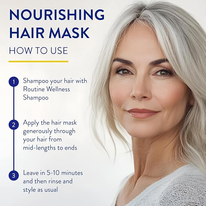 Routine Wellness Deep Conditioning Hair Mask - Bring Dry, Damaged Hair Back to Life – Hydrating Repair Treatment that Moisturizes, Strengthens & Adds Volume – Coconut & Vanilla 8oz