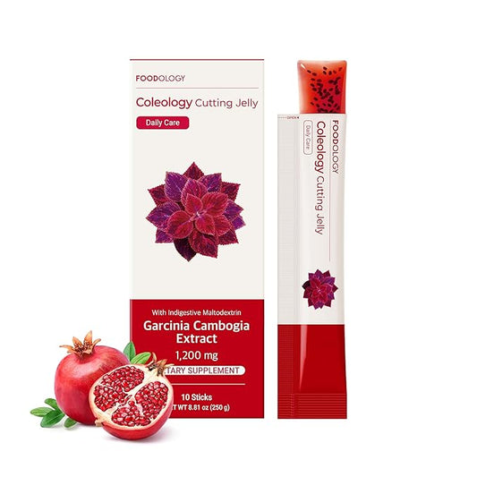 FOODOLOGY Coleology Cutting Jelly (10 Days) - Garcinia Cambogia (HCA) Jelly Sticks. Delicious Pomegranate Flavored. Chia Seeds, Collagen.