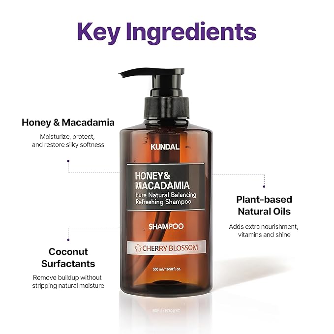 KUNDAL Korean Shampoo and Conditioner Set [Amber Vanilla] Salon-quality, Long Lasting Scent, Moisturizing, Sulfate-Free, Argan & Macadamia Oil, Korean Hair care, For all hair types, 16.9 fl oz each