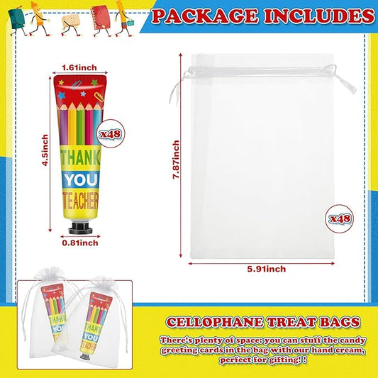 48 Sets Baby Shower Hand Cream Bulk Teacher Gifts Baby Shower Favors Bridal Thank You Hand Cream for Guests Travel Size Lotion with Organza Bags