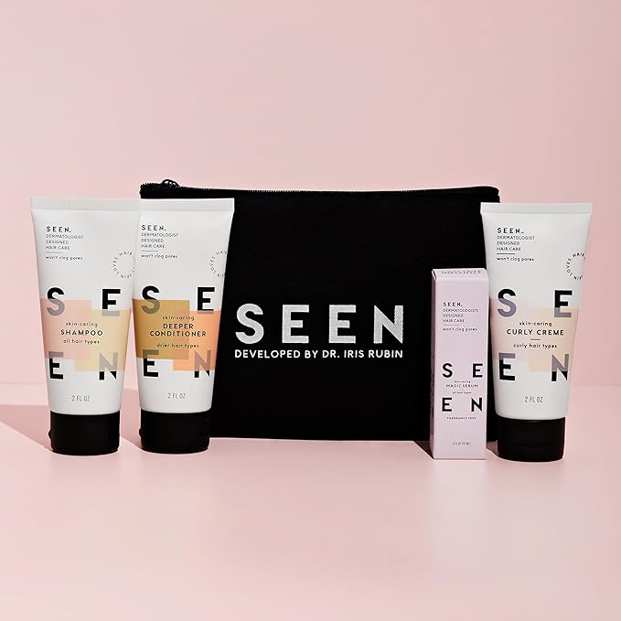SEEN Curly On The Go Kit -Scented - Non-Comedogenic & Safe for Sensitive Skin - Sulfate-Free, Curl-Defining Styling Hair Bundle - Anti Frizz - Heat Protectant
