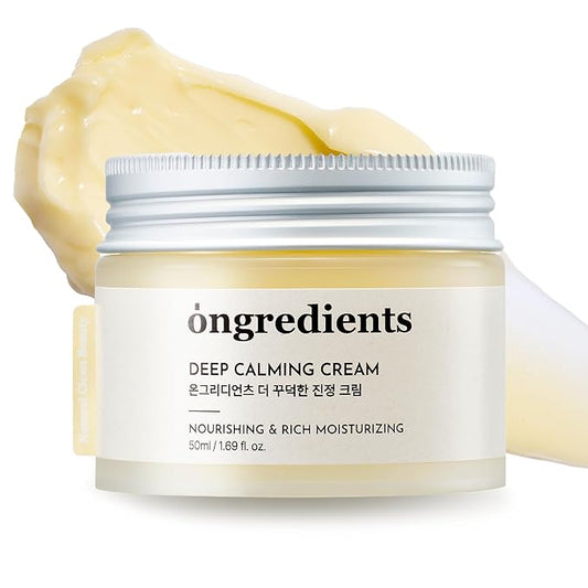 ONGREDIENTS Deep Calming Cream | Daily Face Moisturizer for Dry, Sensitive Skin | Centella Asiatica, Ceramide, Soothing, Skin Barrier, Hydrating | Fragrance-Free, Korean Skincare 1.69 fl Oz