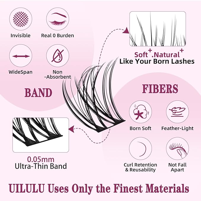 Natural Lash Clusters Kit 10-18mm Mix D Curl DIY Extension Eye Natural Lashes False Wispy EyeLash Cluster with Bond & Seal, Glue Remover, Tweezers(U26)
