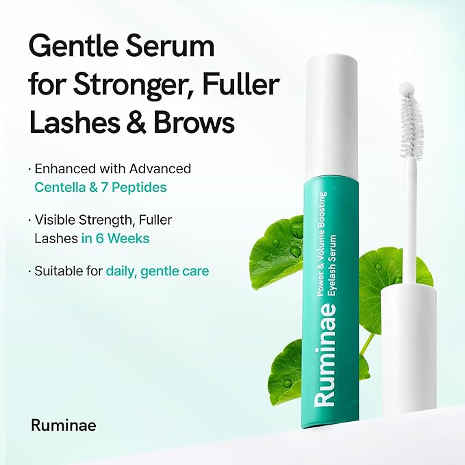 Korean Lash Serum for Fuller, Thicker Lashes | Daily Eyelash & Eye Brow Growth Booster with Biotin, Centella, Peptides, Hyaluronic Acid | Prostaglandin-Free, Vegan, Non-Irritating, 0.3 fl oz