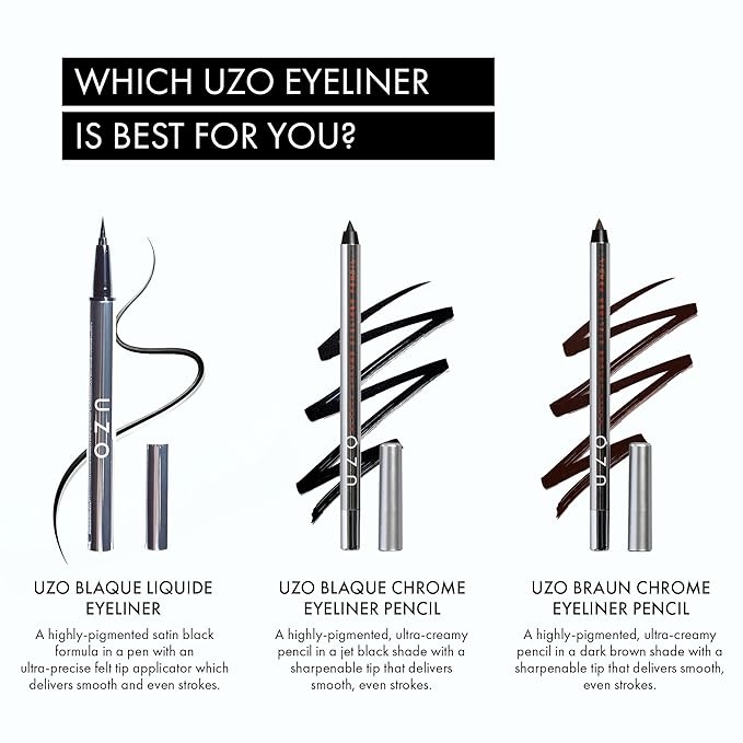 UZO Liquid Eyeliner Waterproof, Precise Felt Tip Eye Liner Pen, High Pigmented Black Liquid Eyeliner, Long Lasting & Smudge-proof, Vegan & Cruelty-free, Satin Finish - Easy Glide & Quick Dry