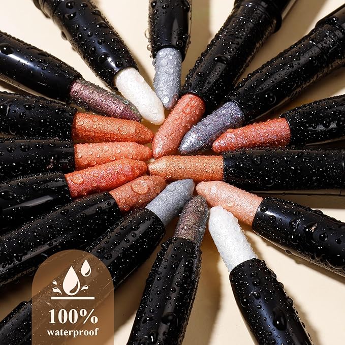 Longwear Cream Eye Shadow Sticks(16 Mocha Shimmer), Smudge-Proof, Waterproof Eyeshadow,Silky Formula Glitter With Makeup Brush,Brown Eyeshadow Stick