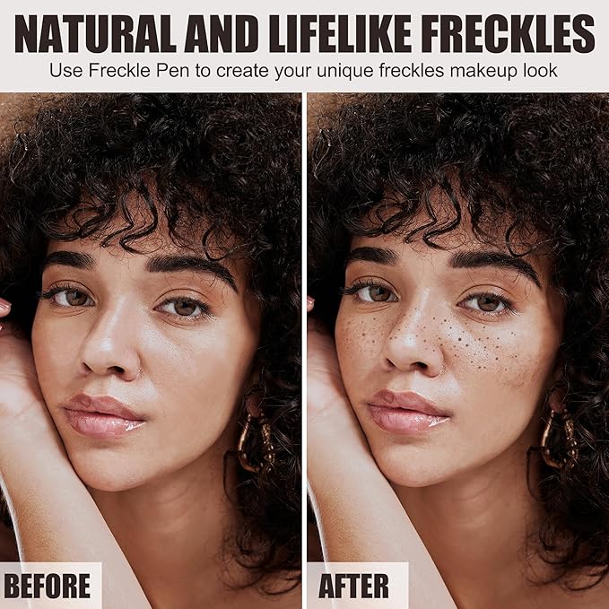 Freckle Pen, Waterproof Natural Lifelike Freckle Maker, Quick-Dry Soft Dot Faux Freckles for Effortless Sun-Kissed Makeup, Light Brown & Natural Coffee (2-Pack)