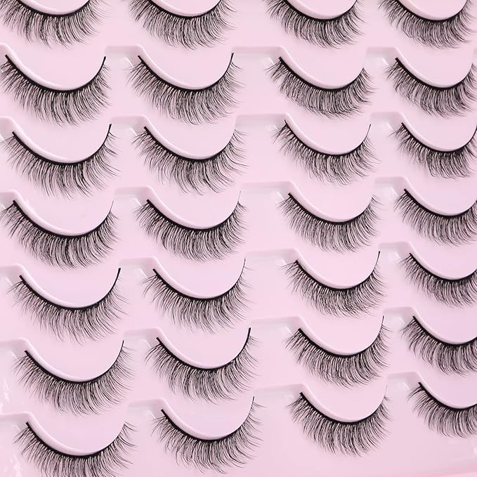 Kiromiro Natural Lashes Wispy Fake Eyelashes Nautal Look 10mm 3D Mink Lashes Extension Soft Strip Eyelashes Pack
