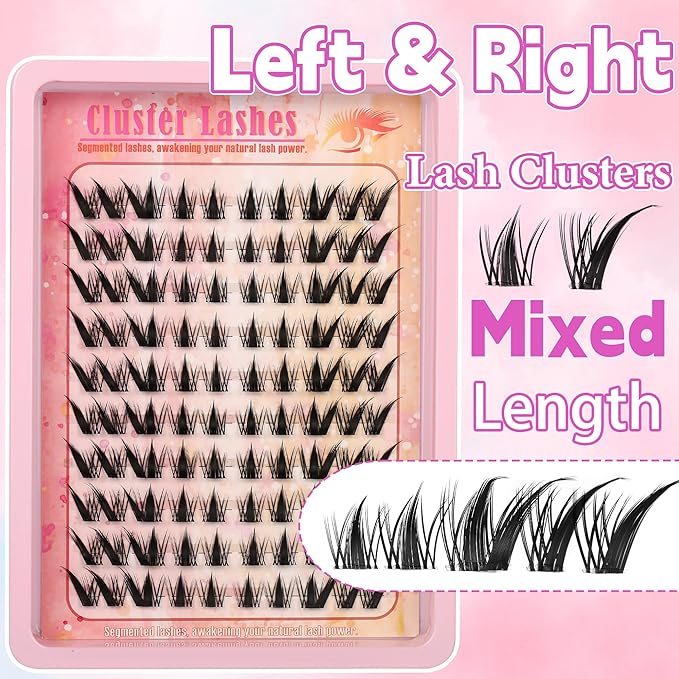 Gmagictobo Lash Clusters Lash Clusters Kit Manga Eyelash Clusters Spiky Clear Band Fairy Lashes Clusters Wet-Look C Curl Individual Anime Lashes Pack Lash Glue Lash Tweezers