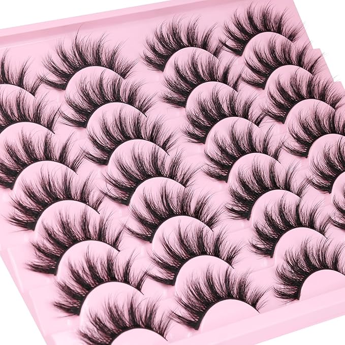 Lashes Wispy Faux Mink Lashes False Eyelashes 16mm(0.63inch) Eye Lashes 6D Volume Fake Lashes pack by Kiromiro 14 Pairs