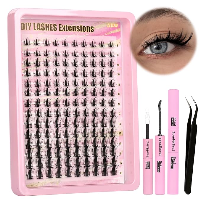 Gmagictobo Lash Clusters Manga Lash Clusters Kit Clear Fairy Eyelash Clusters Wet-Look Spiky Anime Lashes Pack C Curl Individual Lashes Lash Glue Lash Tweezers