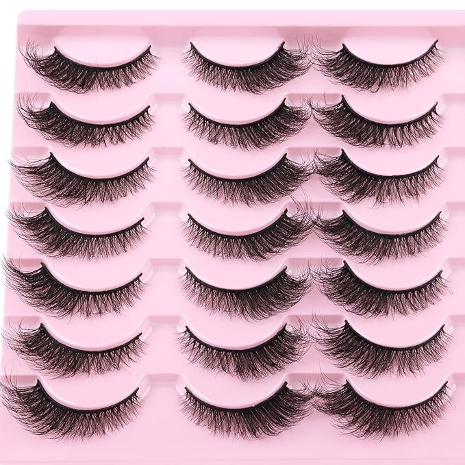 False Lashes Natural Look Faux Mink Eyelashes Wispy Fox Eye Lashes That Look Like Extensions 3D Mink Lashes Natural Strip Lashes Pack by Kiromiro 14 Pairs
