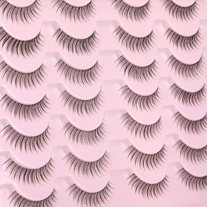Kiromiro Eyelashes Wispy 10mm False Lashes Natural Look Soft 3D Mink Lashes Short Strip Lashes Pack