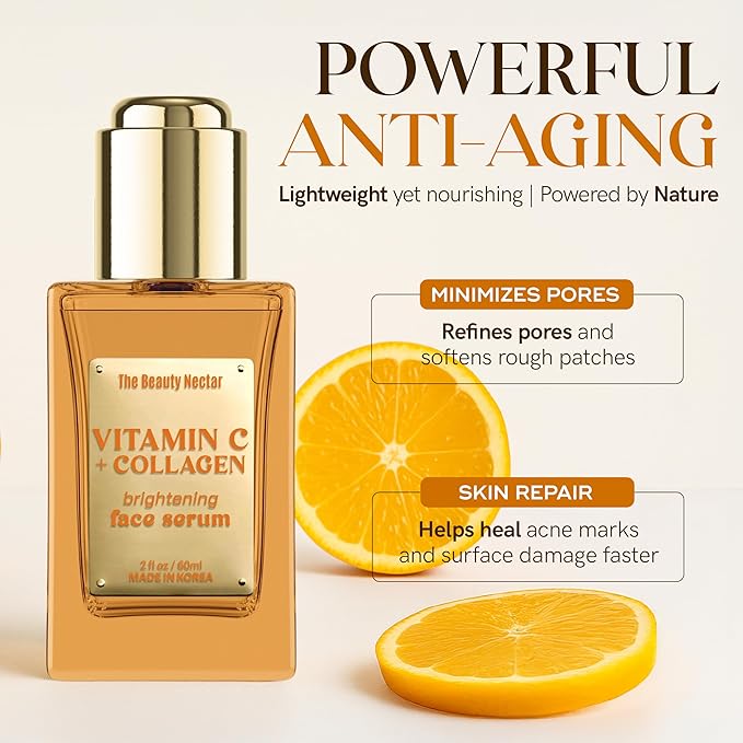 Vitamin C & Collagen Face Serum – Brightening, Firming, Even Skin Tone, Wrinkle Smoothing – Dermatologist Tested, Anti-Aging, Korean Skin Care – Clean Vegan Formula – 2 Fl Oz