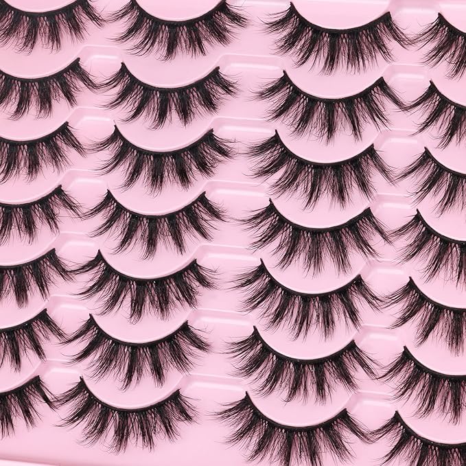 Lashes Wispy Faux Mink Lashes False Eyelashes 16mm(0.63inch) Eye Lashes 6D Volume Fake Lashes pack by Kiromiro 14 Pairs