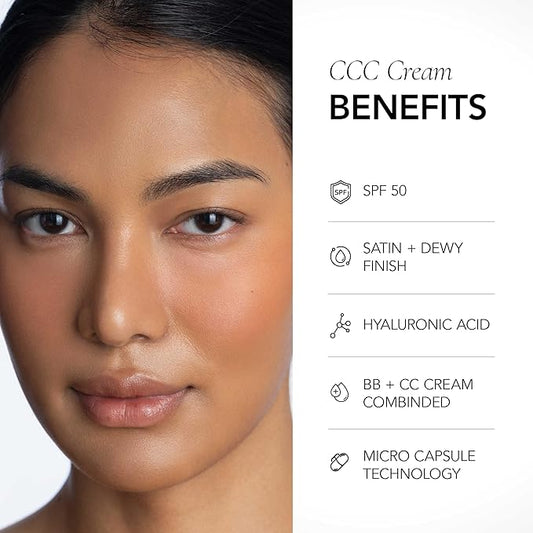 CLE Cosmetics CCC Cream (Warm Medium 303 / SPF 50) - Color Correcting With Sunscreen - Lightweight, Hydrating Foundation - BB & CC Hybrid - Light to Medium Coverage - 1 fl oz