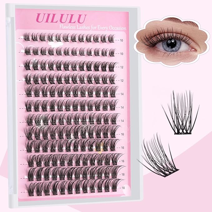 Natural Lash Clusters 10-18mm Mix D Curl Eye Lashes Wispy Lash Clusters False Eyelash Clusters DIY Eyelash Extensions Individual Cluster Lashes (U14 Lashes Only)