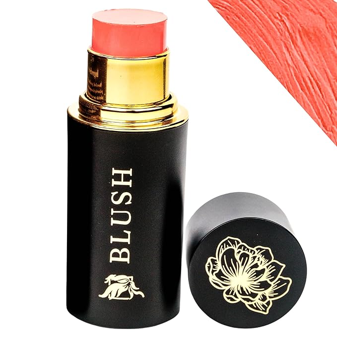 Cream Blush Stick by Phoenix Beauty – 3-in-1 Cheek, Lip & Eye Color | High Pigment, Hydrating Formula with Shea Butter & Hyaluronic Acid | Multi-Use Makeup Stick for Dewy Skin (Coral Crush, Regular)