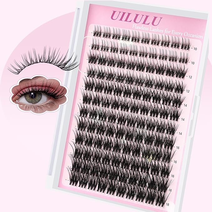 Lash Clusters 10-18mm Mix D Curl DIY Extension Eye Natural Lashes False Wispy EyeLash Cluster (U20 Eyelashes Only)
