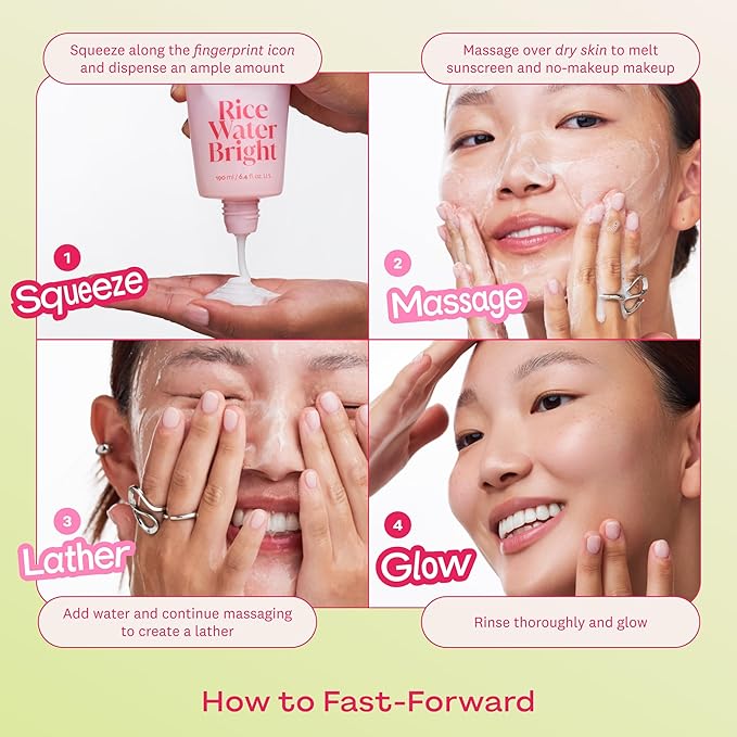 The Face Shop Rice Water Bright Double Foaming Cleanser, 2-in-1 Milky and Jelly Texture, Gentle Face Wash for Hydrating & Moisturizing, Makeup Remover, Korean Skin Care, Vegan, 6.4 fl. oz.