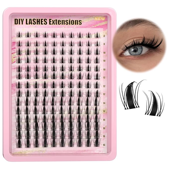 Gmagictobo Lash Clusters Manga Lash Clusters Kit Clear Fairy Eyelash Clusters Wet-Look Spiky Anime Lashes Pack C Curl Individual Lashes Lash Glue Lash Tweezers