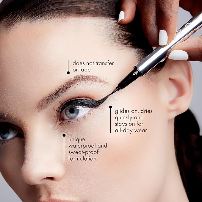 UZO Liquid Eyeliner Waterproof, Precise Felt Tip Eye Liner Pen, High Pigmented Black Liquid Eyeliner, Long Lasting & Smudge-proof, Vegan & Cruelty-free, Satin Finish - Easy Glide & Quick Dry