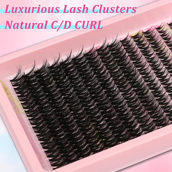 Gmagictobo Cluster Eyelash Extensions Wispy Lash Clusters Kit Volume Lash Extension Kit 168Pcs 8-16mm Individual Lashes Fairy Natural Lash Clusters Manga Lash Cluster Glue Lash Tweezers