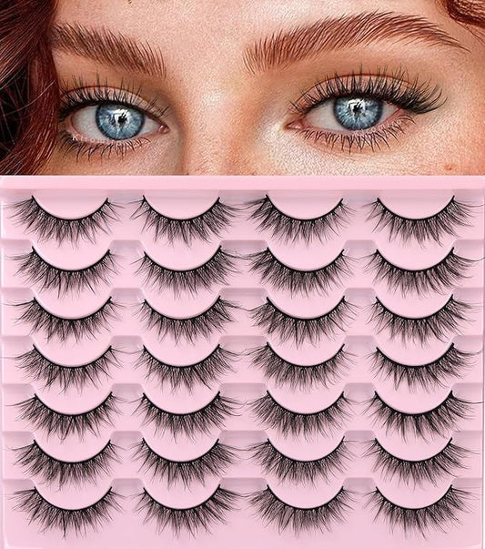 Wispy Lashes 14mm Cat Eye False Eyelashes Natural Look Faux Mink Lashes Short Natural Lashes Pack by Kiromiro