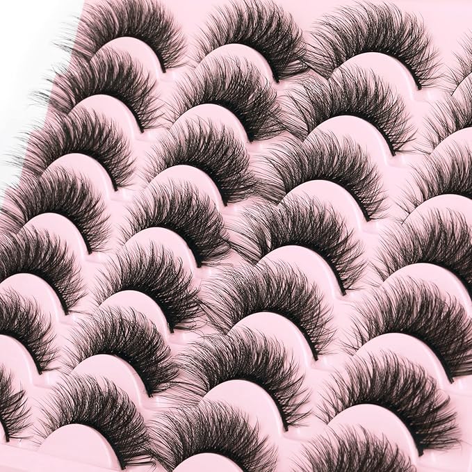 Kiromiro False Eyelashes Natural Look Wispy Faux Mink Lashes Soft 14mm Cat Eye Short Strip Lashes Pack
