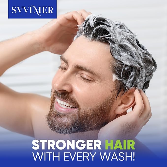 Svvimer Hair Growth Shampoo for Men - Biotin Thickening Shampoo with Rosemary Tea Tree Oil Caffeine for Hair Loss and Thinning - 13.5 Fl Oz (Pack of 1)